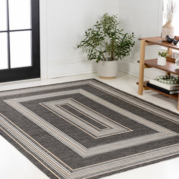 Argo Classic Nautical Mitre Stripe Reversible Machine-Washable Indoor/Outdoor Area Rug